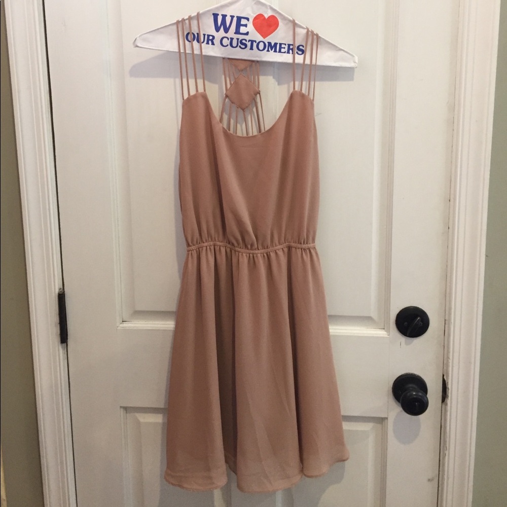 LAST APRIL mauve dress w strappy back detail S