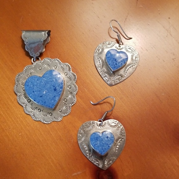 Sooo cute 3 pc Sterling silver/turquoise set! - Picture 6 of 7