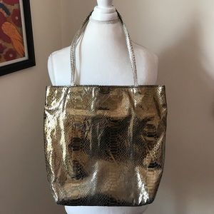 Carlos Falchi Gold and Silver Tote Bag