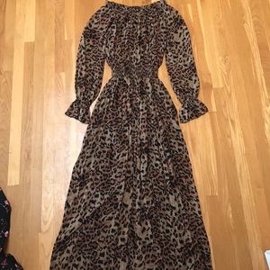 Rachel Zoe silk leopard print maxi dress