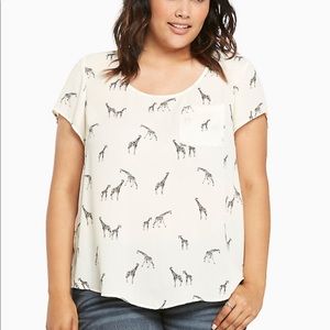 NWT Torrid Giraffe blouse with button down back