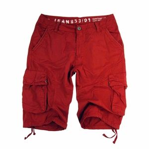 Men's Military Cargo Shorts Red color #27S-RD