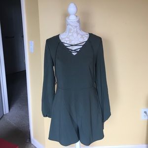 Navy green romper
