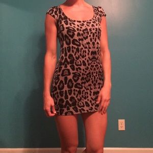 Black Leopard Print Mini Dress