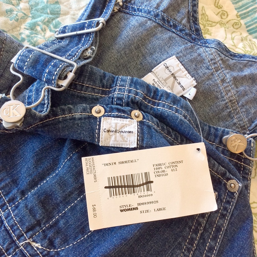 True Vintage 90's cK Overalls shortalls shorts L - Picture 4 of 8