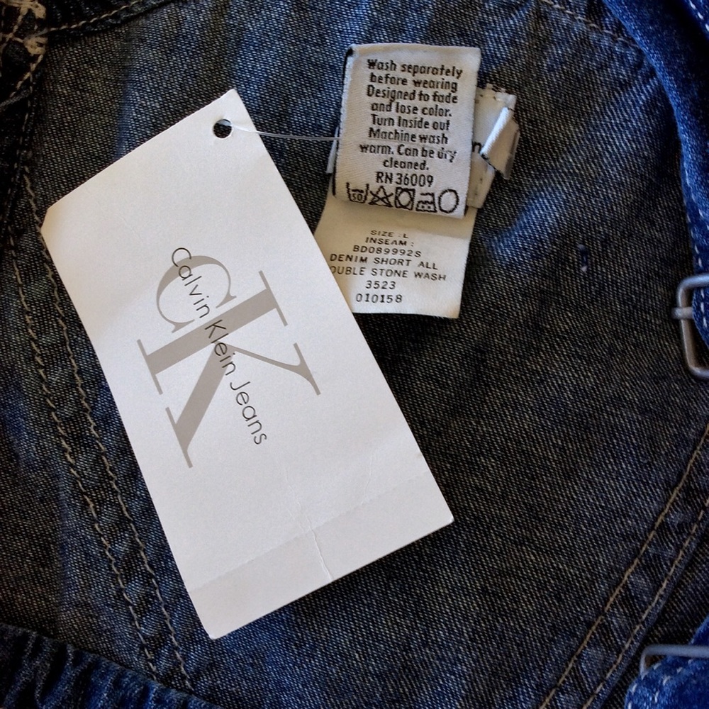 True Vintage 90's cK Overalls shortalls shorts L - Picture 5 of 8