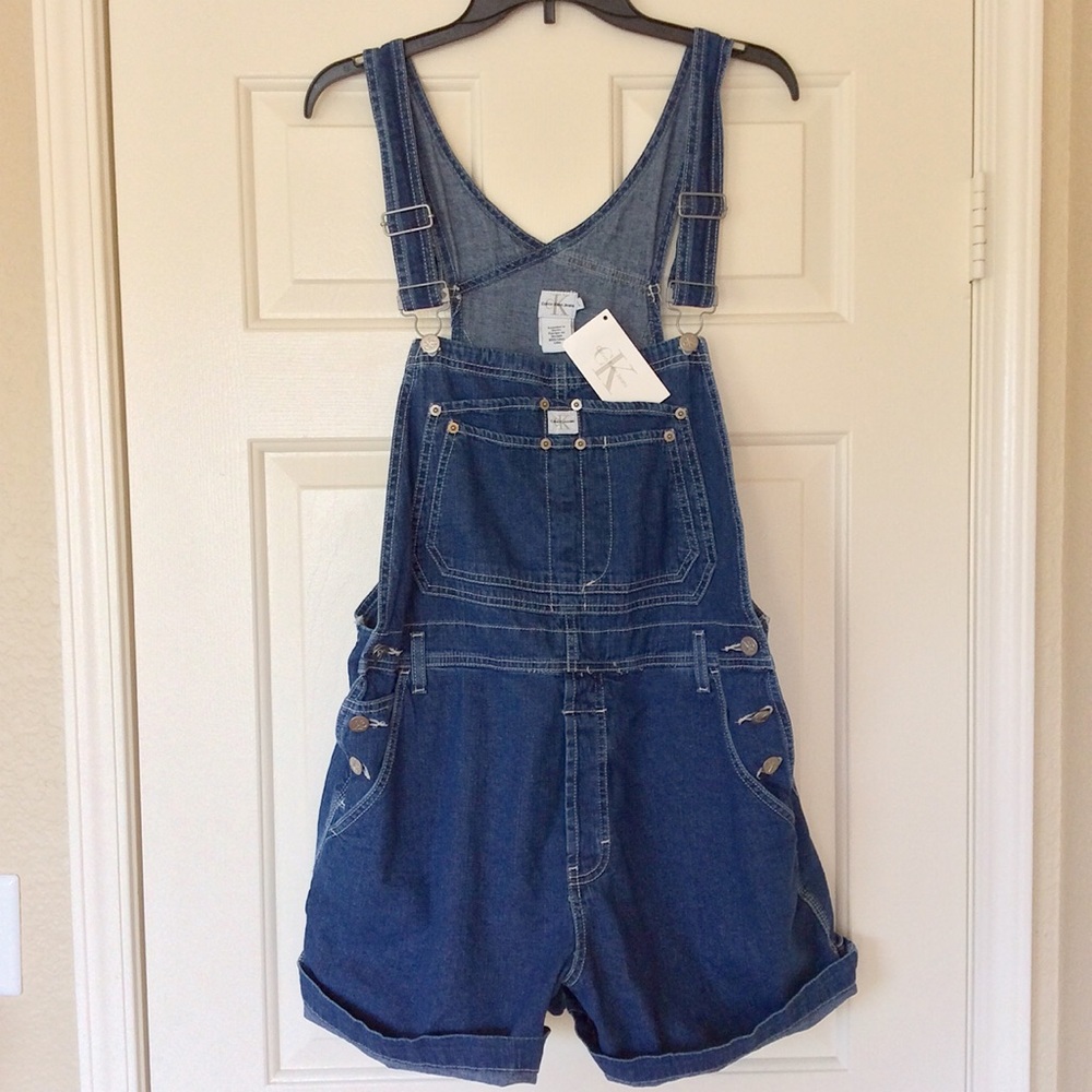 True Vintage 90's cK Overalls shortalls shorts L - Picture 2 of 8
