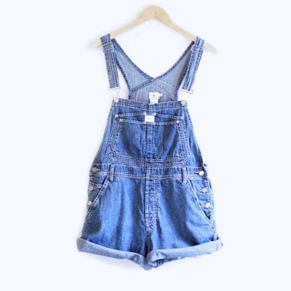 True Vintage 90's cK Overalls shortalls shorts L - Picture 6 of 8