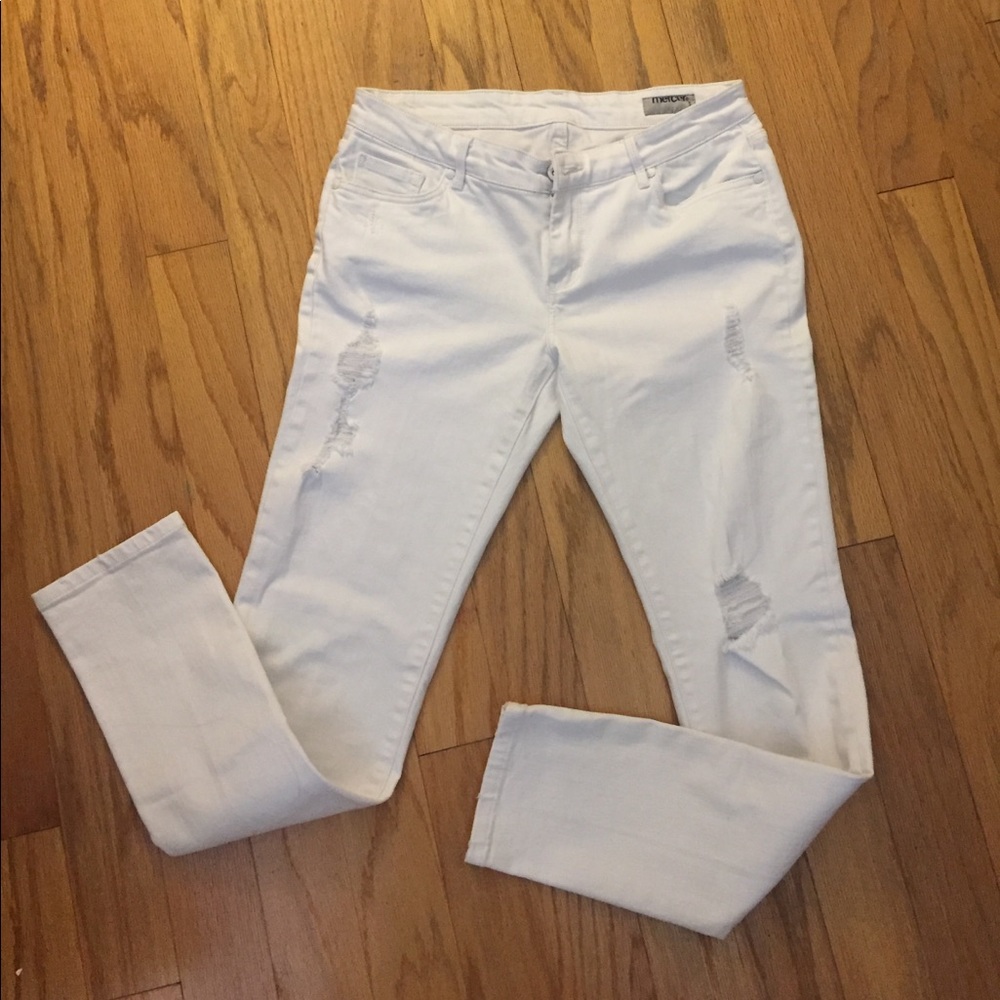 Mercer Denim white distressed jeans