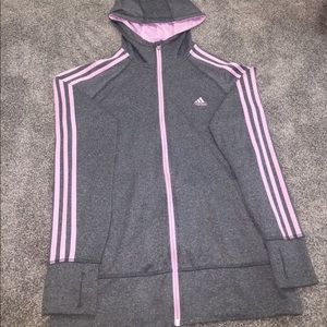 Adidas gray and pink striped jacket