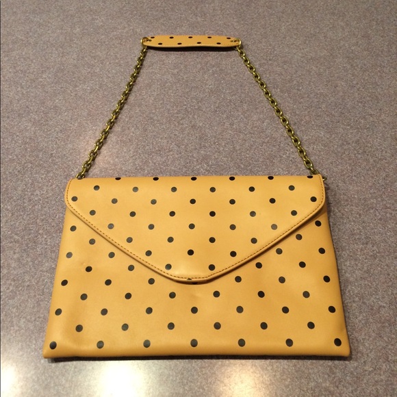 J. Crew Handbags - J. Crew Polkadot Leather Envelope Clutch