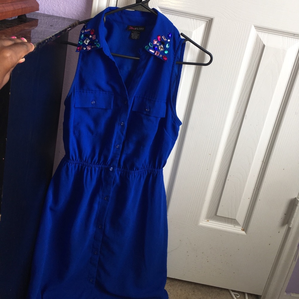 A royal blue jeweled 💎collar dress💙