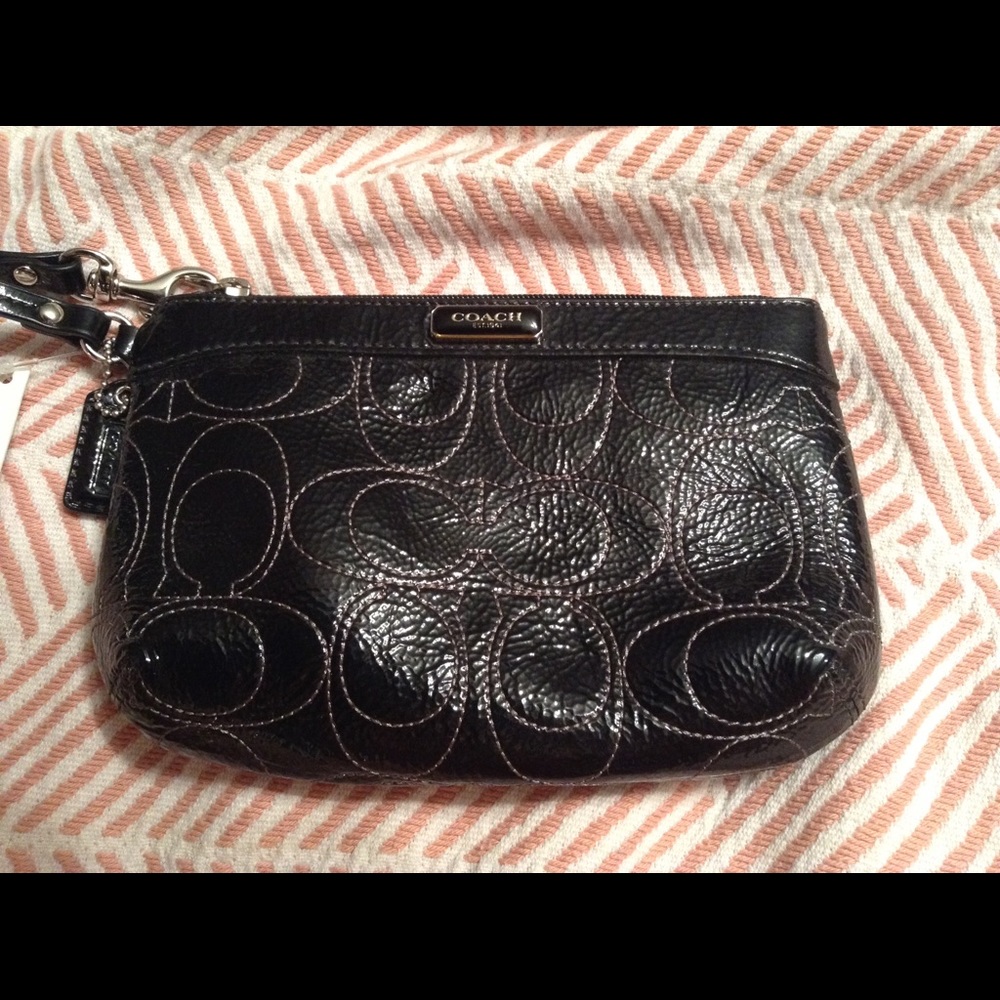 Coach Signature Patent Medium Wristlet