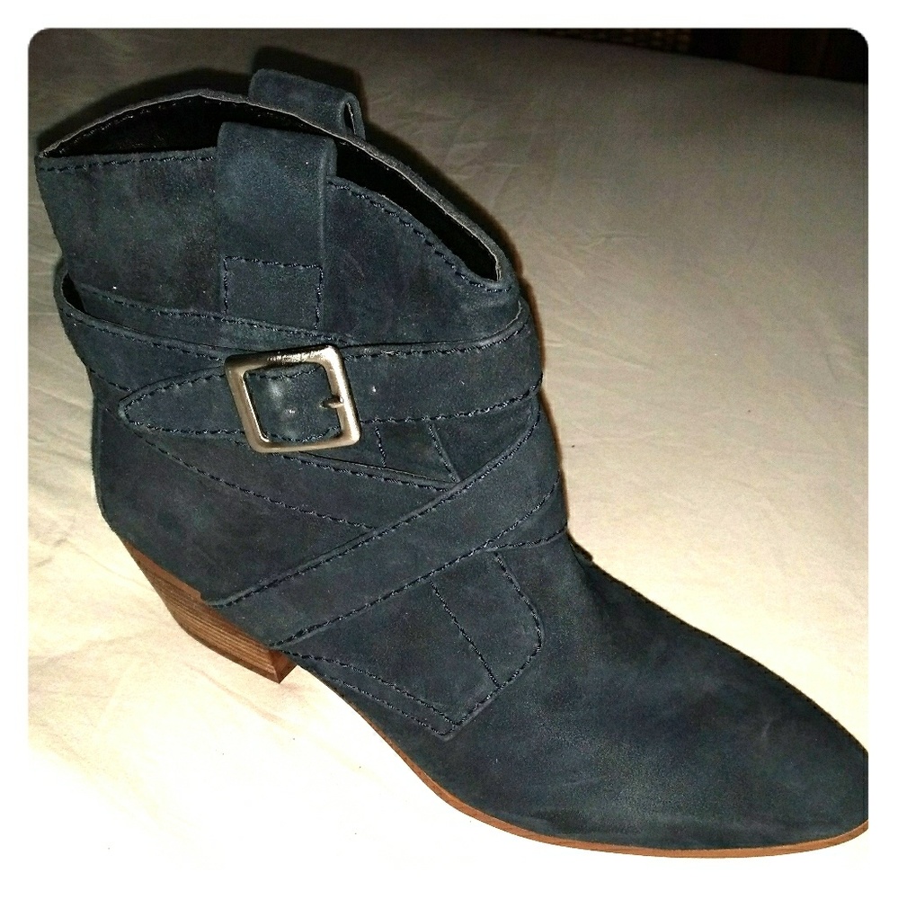 Navy Blue suede bootie never worn NWOT