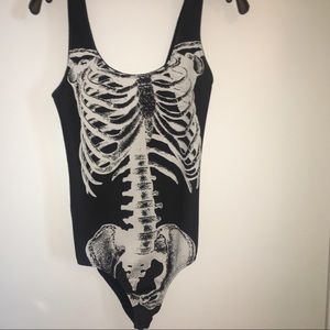 Skeleton body suit.