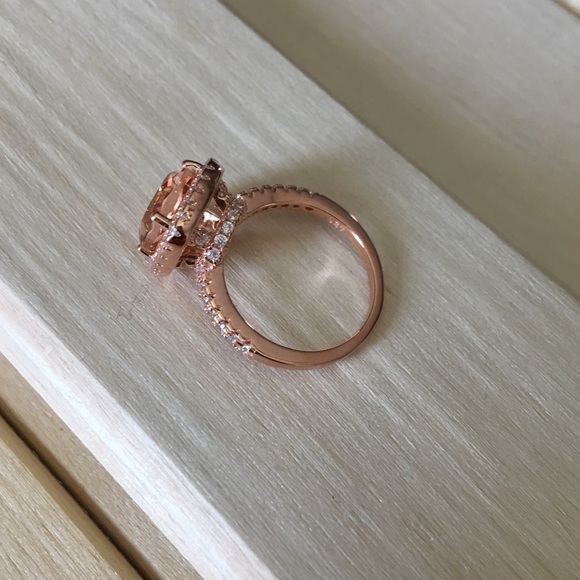 Cushion Morganite Rose Gold Sterling Silver Ring - Picture 2 of 5