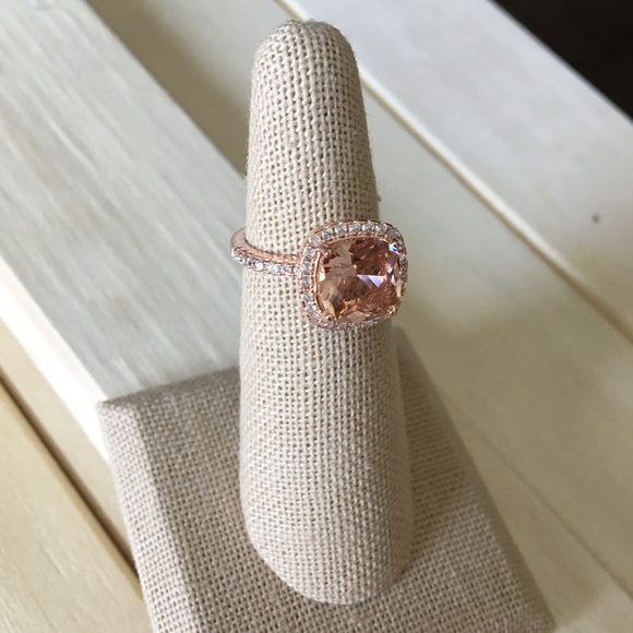 Cushion Morganite Rose Gold Sterling Silver Ring - Picture 3 of 5