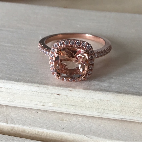 Cushion Morganite Rose Gold Sterling Silver Ring - Picture 5 of 5