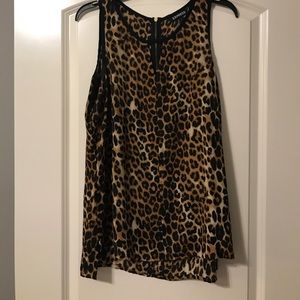 Leopard Express sleeveless blouse sz L