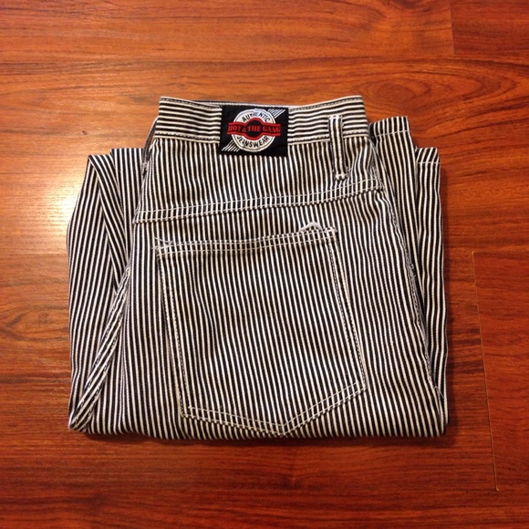 90s Vintage Black & White Striped High Waisted Mom Jeans Wide Leg Size L - Picture 1 of 3