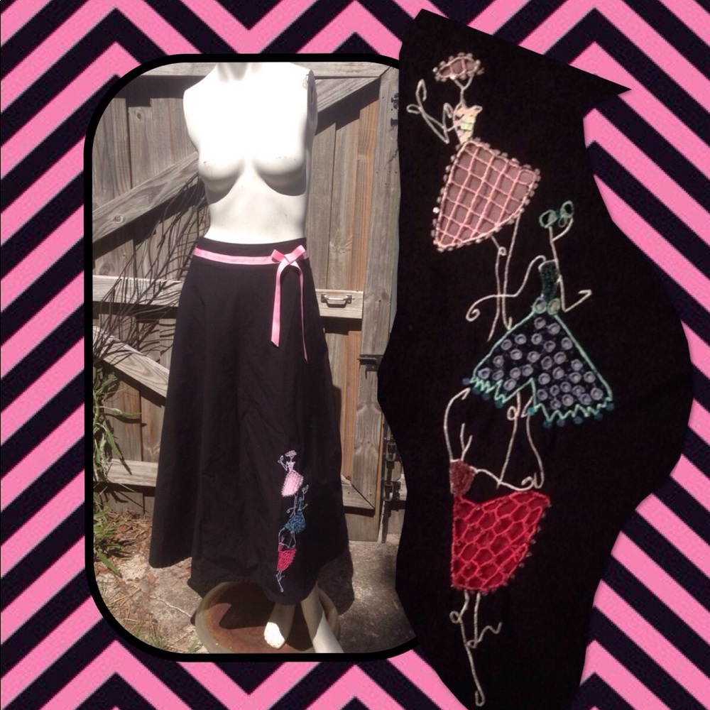 Gabby D Black A Line Embellished Ladies Skirt L