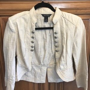 Crop linen jacket-silver vintage buttons