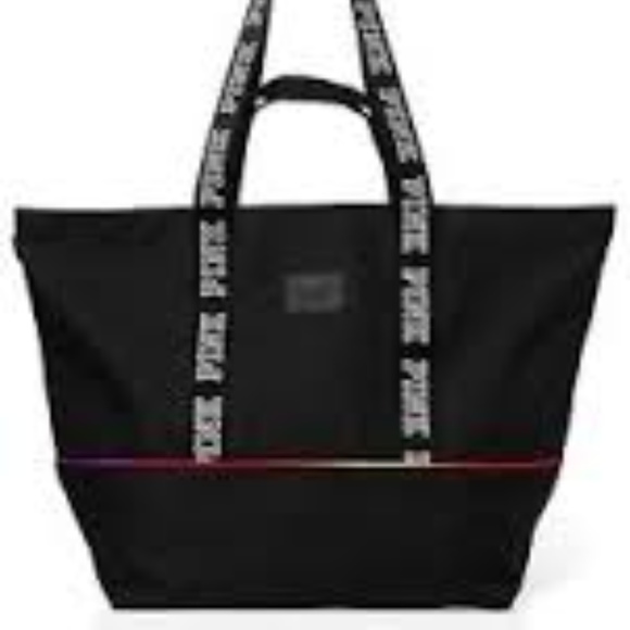 PINK Victoria's Secret Handbags - PINK Victori'as Secret Rainbow Strip Tote Bag