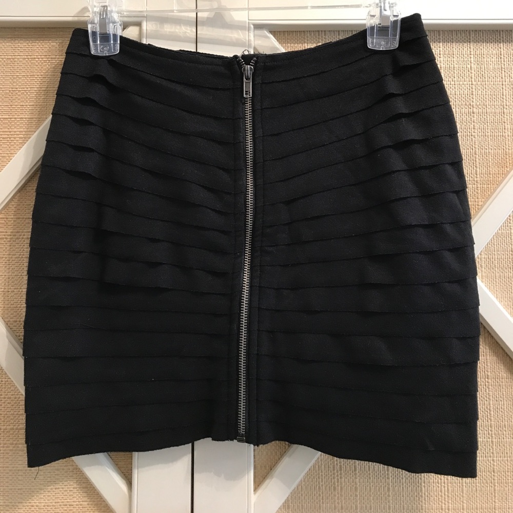 Silence + Noise tiered black zip up mini skirt UO