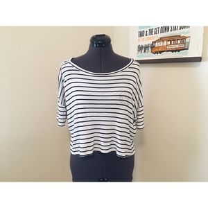 Vans Black & White Striped Crop Tee  M