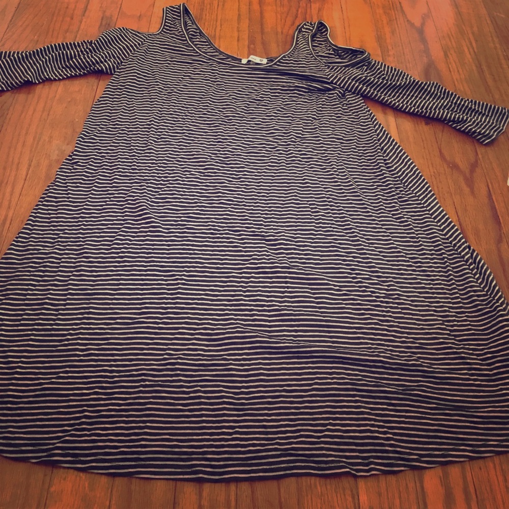 Hunter Green and White Striped Cutout Dress