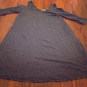 Hunter Green and White Striped Cutout Dress