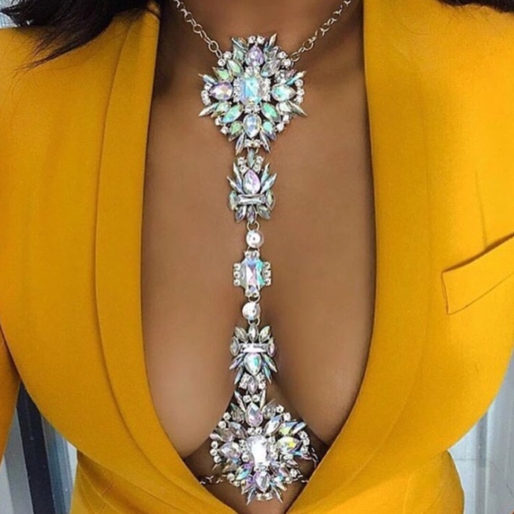 Bling Statement Necklace Rhinestone Bodychain ✨