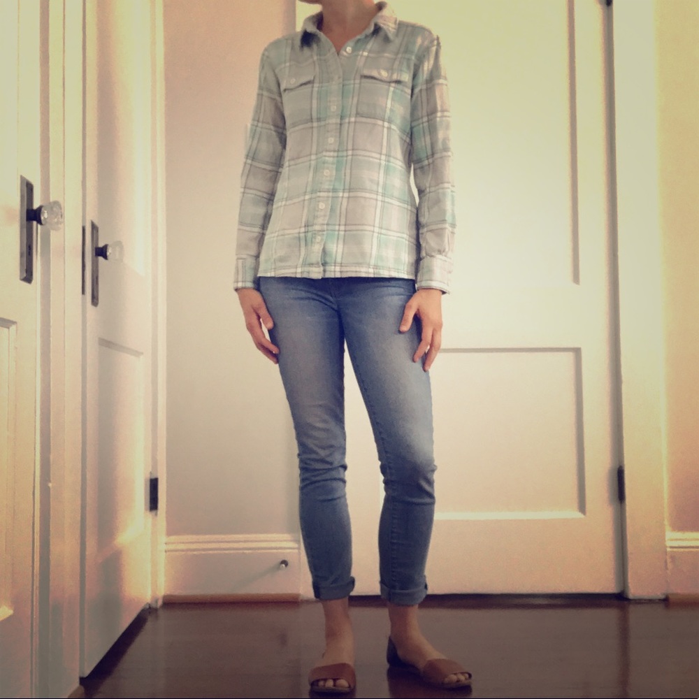 Patagonia Fjord Flannel Shirt, Mint and Gray sz 4