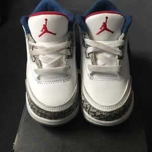 Jordan 3 retro white/red/blue toddler 6c