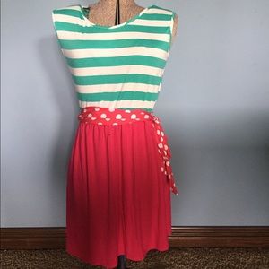 Pink and green summer dress