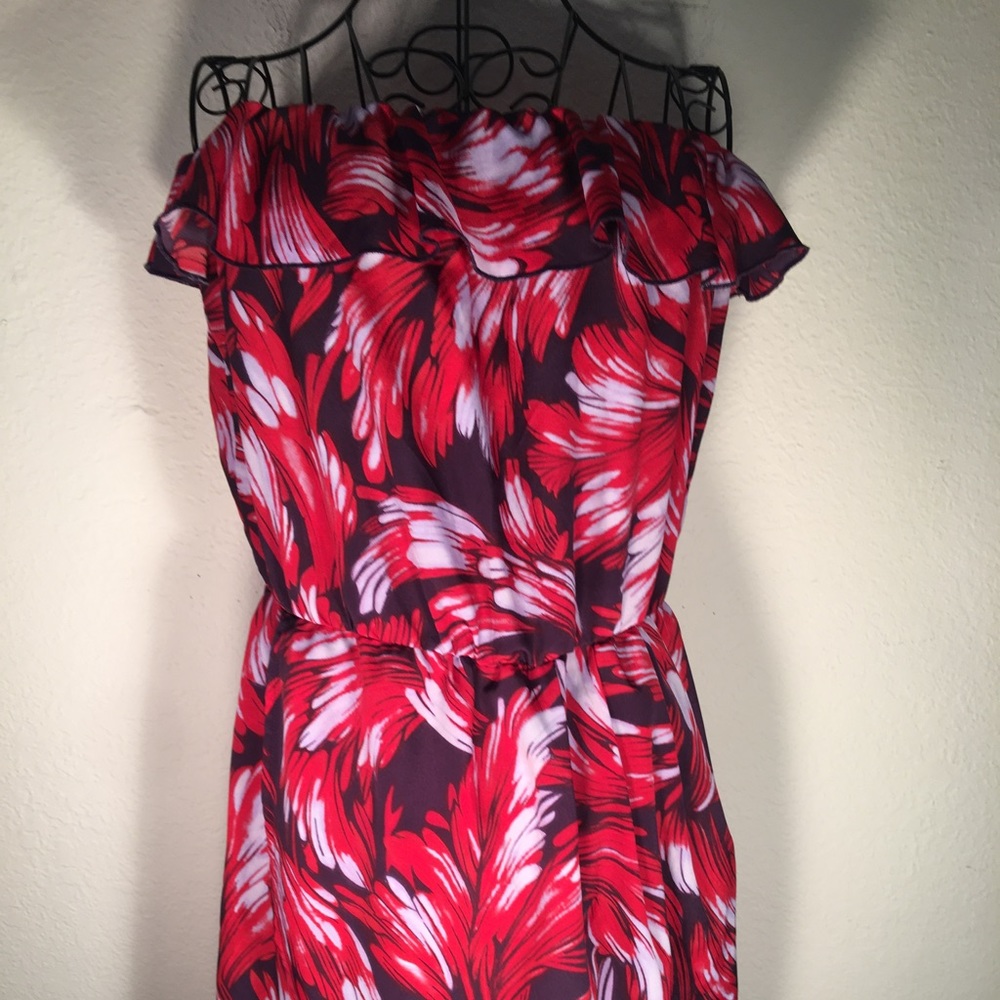 Gap Red/Purple/Lavender Strapless Summer Dress
