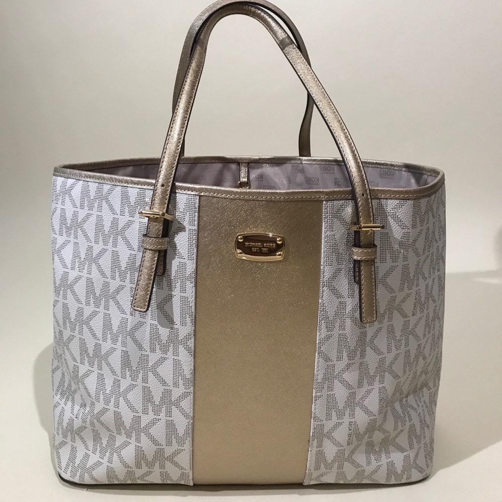 Michael Kors Beige gold carryall Tote bag