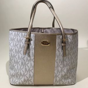Michael Kors Beige gold carryall Tote bag