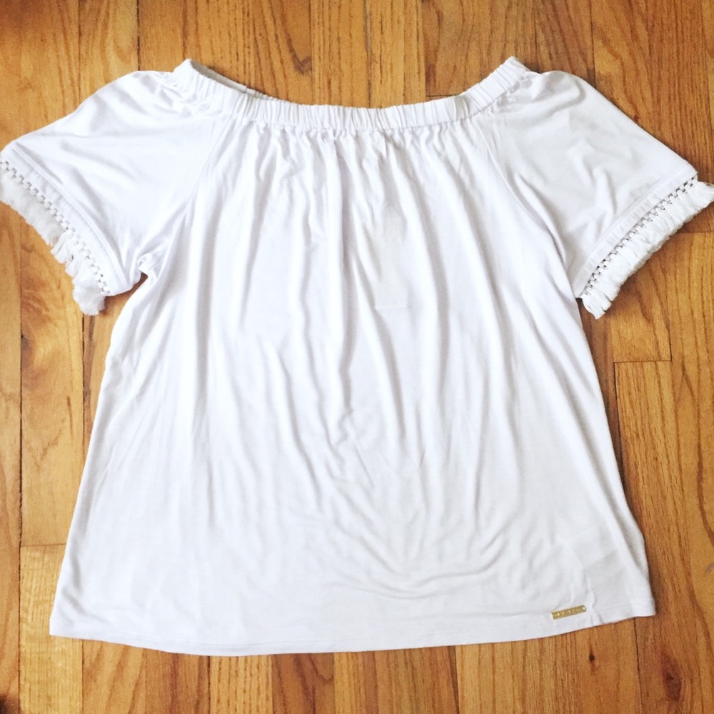 NWT Michael Kors off the shoulder white shirt S