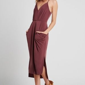 Faux Wrap Midi Dress