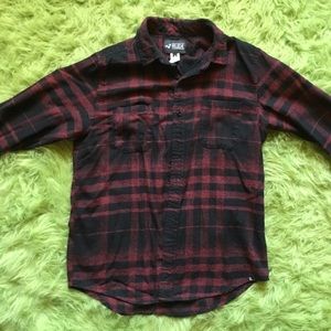 XXX Rude Black & Red Plaid Woven Button-Up