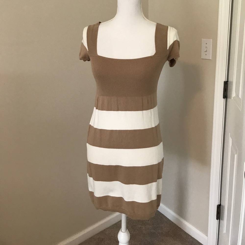 Pink Rose white and tan sweater dress