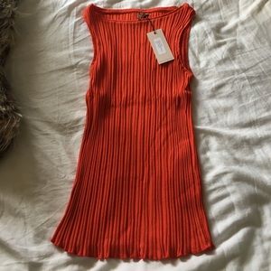 NWT! Vibrant Boat neck rib knot sleeveless top