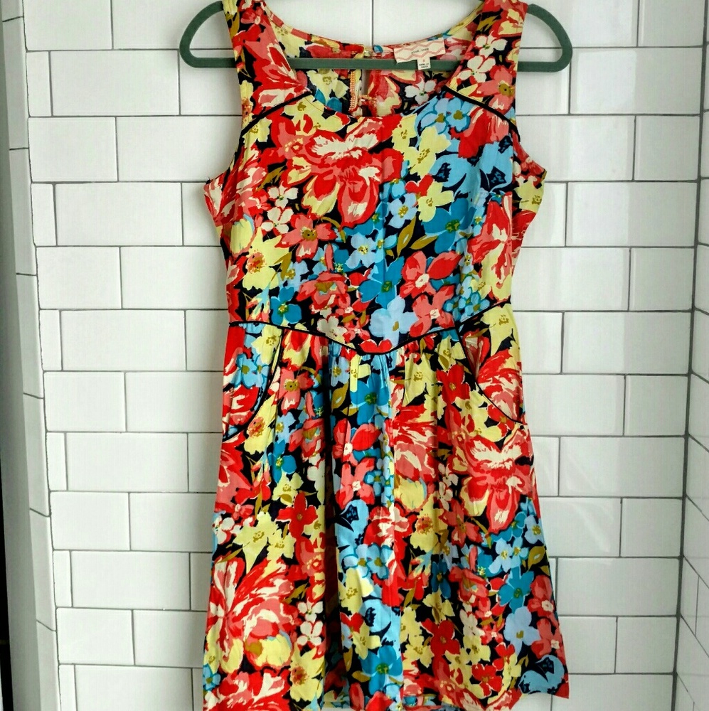 Pink Rose Floral Open Back Tea Fit&Flare Dress