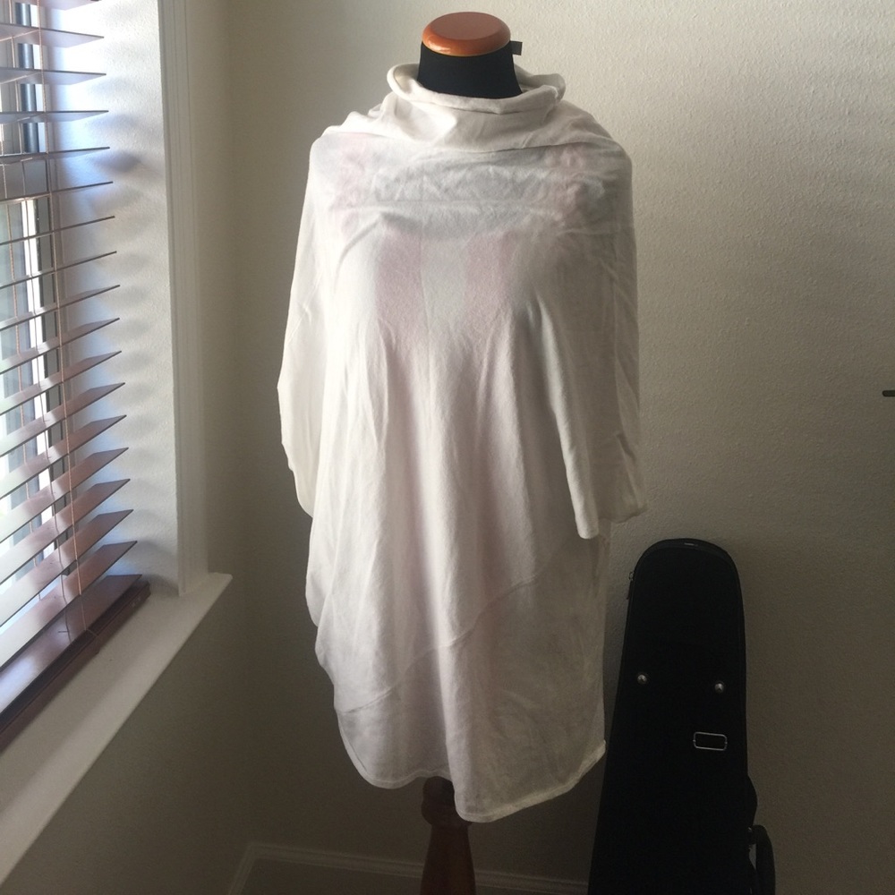 ASOS white turtleneck poncho