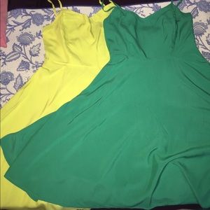 2 IN 1 PACKAGE GREEN AND YELLOW SUMMER DRESSES 💐