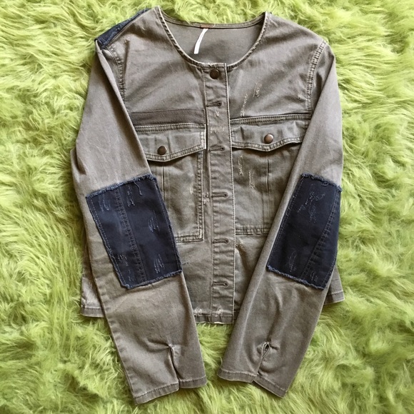 Distressed Olive Green Military Style Jacket - Picture 2 of 2