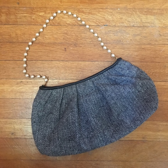 Black and White Herringbone purse - Picture 1 of 3