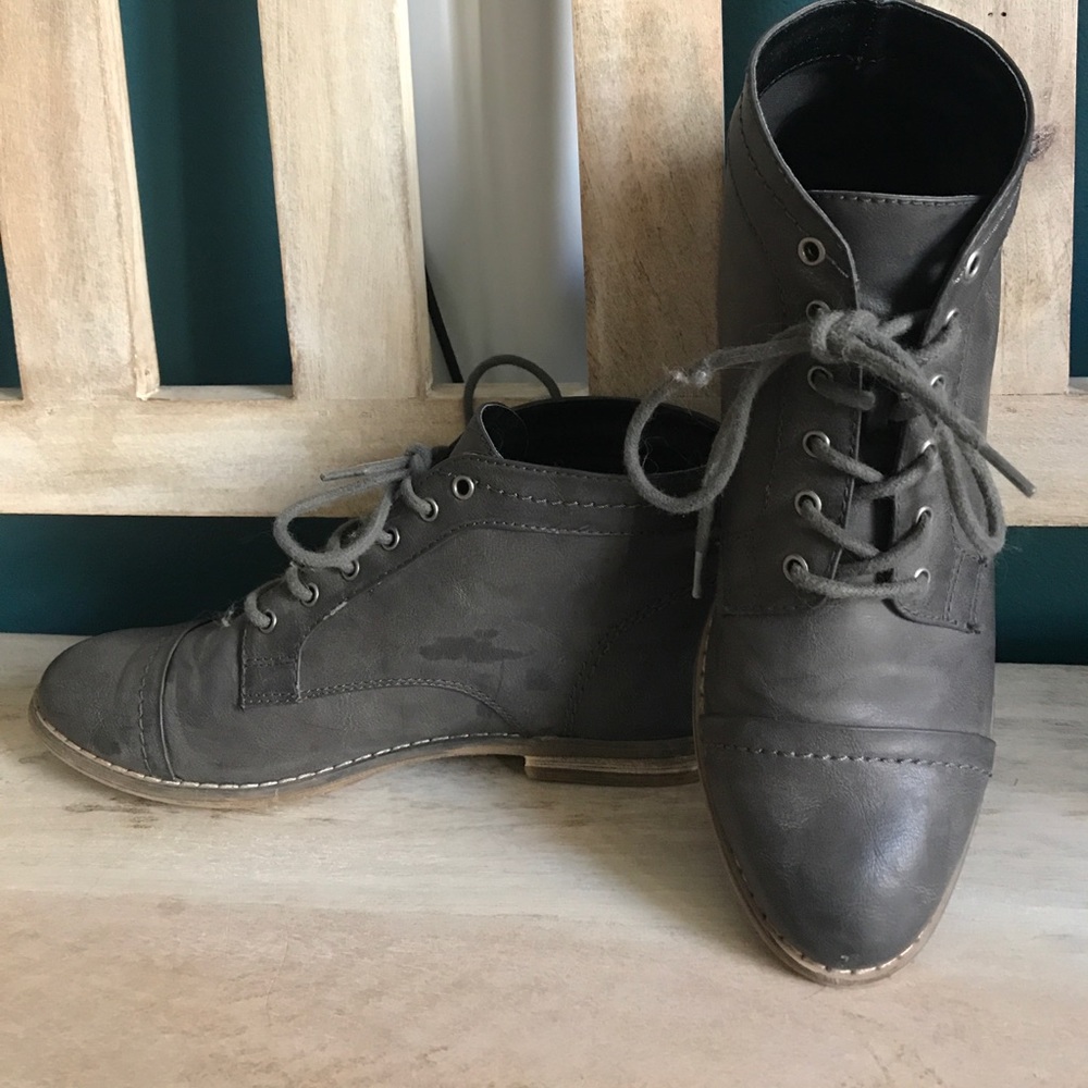 Indigo Rd Slate Grey Lace Up Ankle Boots