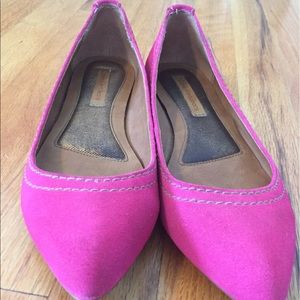 Calvin Klein Pink Suede Pointy Flats